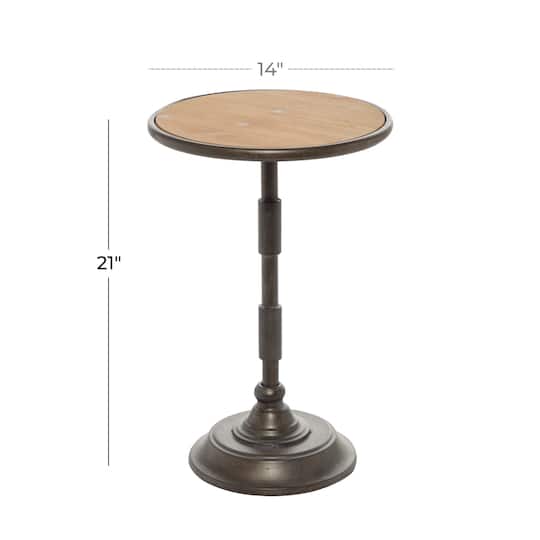 14" Black Industrial Wood Accent Table
